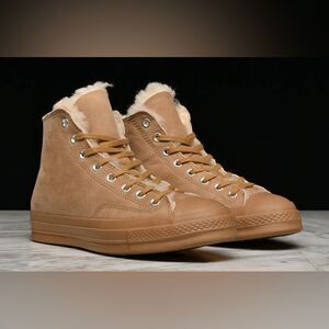 Converse Chuck 70 Hi Shearling Iced Coffee Sneakers Shoes Boots Size 7.5 2019